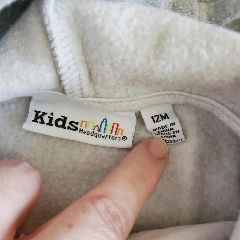 K1237 * Kids Headquarters Big Guy Dino Hoodie Gray Blue Size 12M